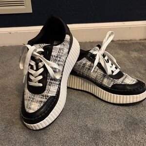Dolce Vita Black and White Tweed Sneakers